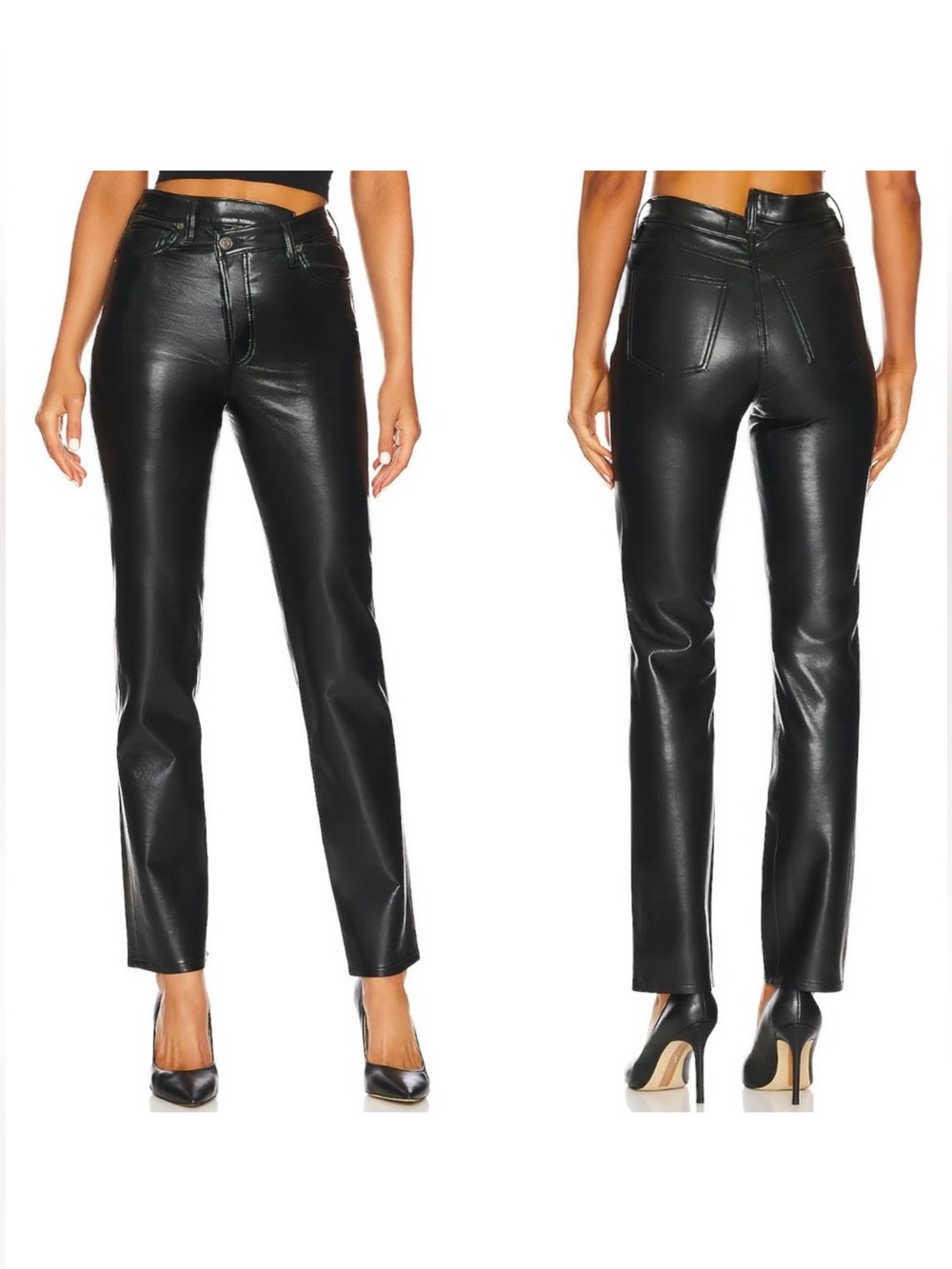 Agolde Black Leather Criss Cross Pants NWT 1515